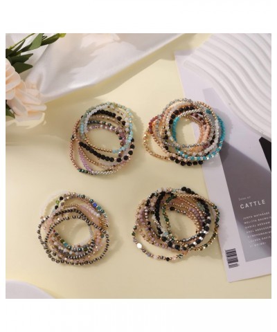 27Pcs Boho Beaded Bracelets Set for Women Multi-Layer Versatile Statement Bracelet Stretch Stackable Crystal Bangle Bracelet ...