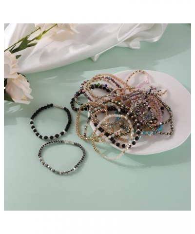 27Pcs Boho Beaded Bracelets Set for Women Multi-Layer Versatile Statement Bracelet Stretch Stackable Crystal Bangle Bracelet ...