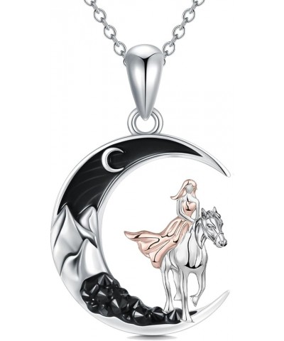 Gothic Jewelry Bat/Cat/Wolf/Dragon/Owl/Fox/Spider/Sun Pendant Sterling Silver Crescent Moon Necklace for Women Girls Black Je...