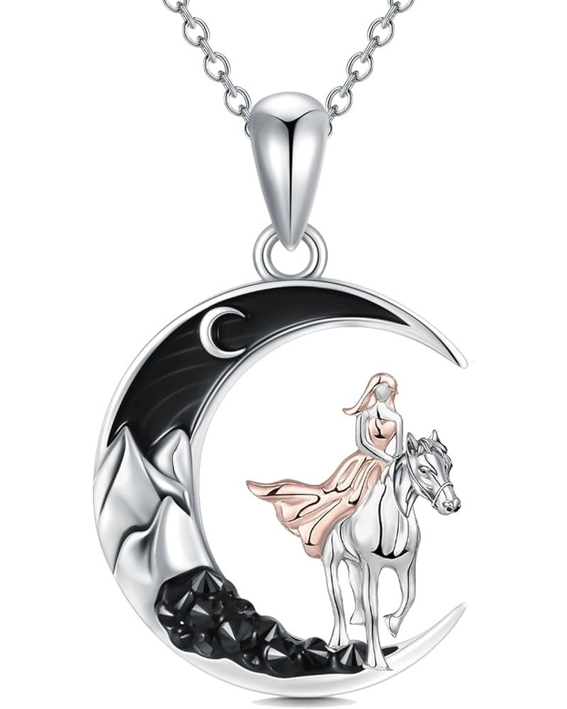 Gothic Jewelry Bat/Cat/Wolf/Dragon/Owl/Fox/Spider/Sun Pendant Sterling Silver Crescent Moon Necklace for Women Girls Black Je...