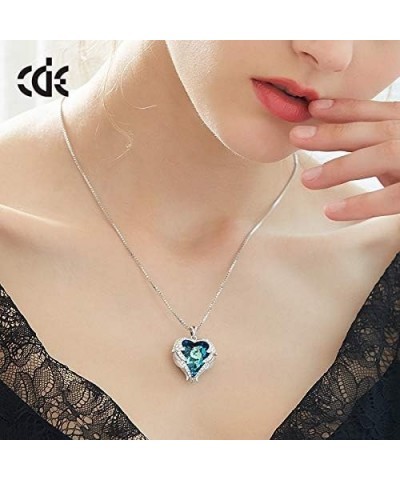 Sydel European and American popular jewelry Heart of the Ocean Necklace Female Angel Wings Crystal Clavicle Necklace Wholesal...