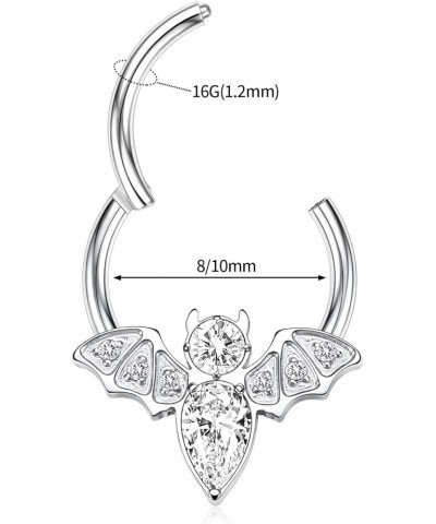 16G 18G 20G 6mm7mm 8mm 10mm Stainless-Steel L-Shape Septum-Clicker Hinge Nose-Ring-Hoop-Studs:Lip Eyebow Segment Ring Daith R...