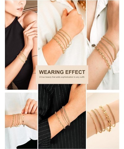 Gold Bracelet Sets for Women 18K Gold Plated Layered Stack Adjustable Chain Bracelet for Women Trendy A-5PCS-GOLD $8.39 Brace...