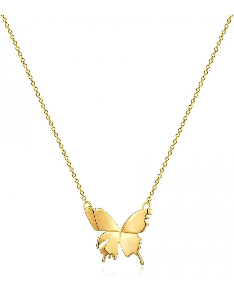 Women Pendant Necklace Gold 14K Gold Filled Small Simple Dainty Chain Everyday Jewelry Butterfly D $11.39 Necklaces