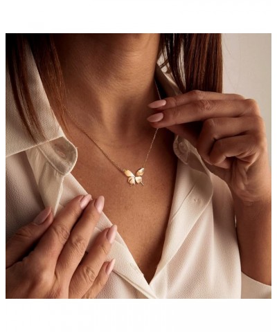 Women Pendant Necklace Gold 14K Gold Filled Small Simple Dainty Chain Everyday Jewelry Butterfly D $11.39 Necklaces