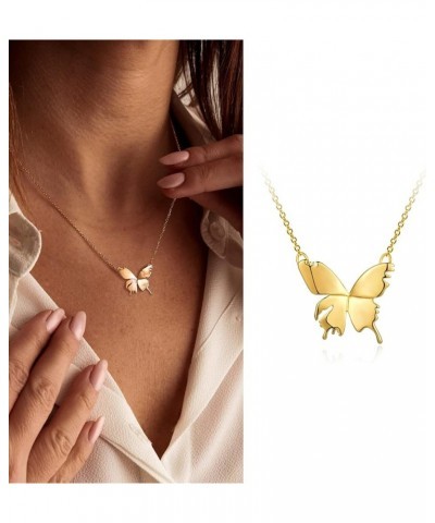 Women Pendant Necklace Gold 14K Gold Filled Small Simple Dainty Chain Everyday Jewelry Butterfly D $11.39 Necklaces