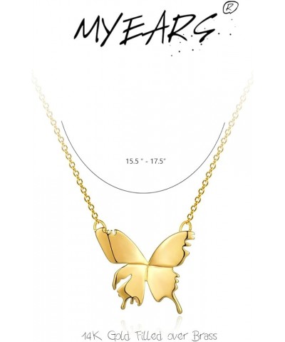 Women Pendant Necklace Gold 14K Gold Filled Small Simple Dainty Chain Everyday Jewelry Butterfly D $11.39 Necklaces