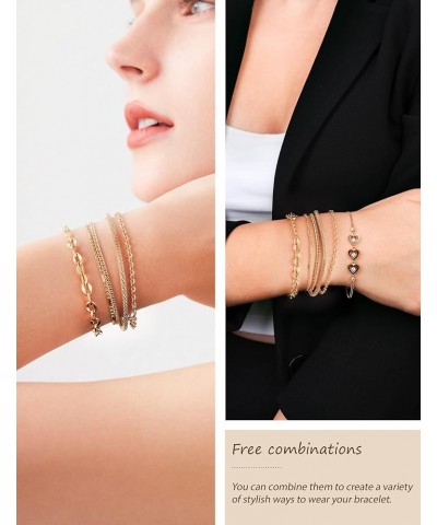 Gold Bracelet Sets for Women 18K Gold Plated Layered Stack Adjustable Chain Bracelet for Women Trendy A-5PCS-GOLD $8.39 Brace...