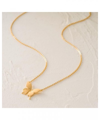 Women Pendant Necklace Gold 14K Gold Filled Small Simple Dainty Chain Everyday Jewelry Butterfly D $11.39 Necklaces