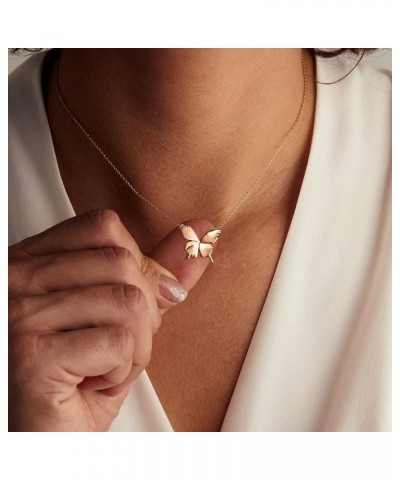 Women Pendant Necklace Gold 14K Gold Filled Small Simple Dainty Chain Everyday Jewelry Butterfly D $11.39 Necklaces