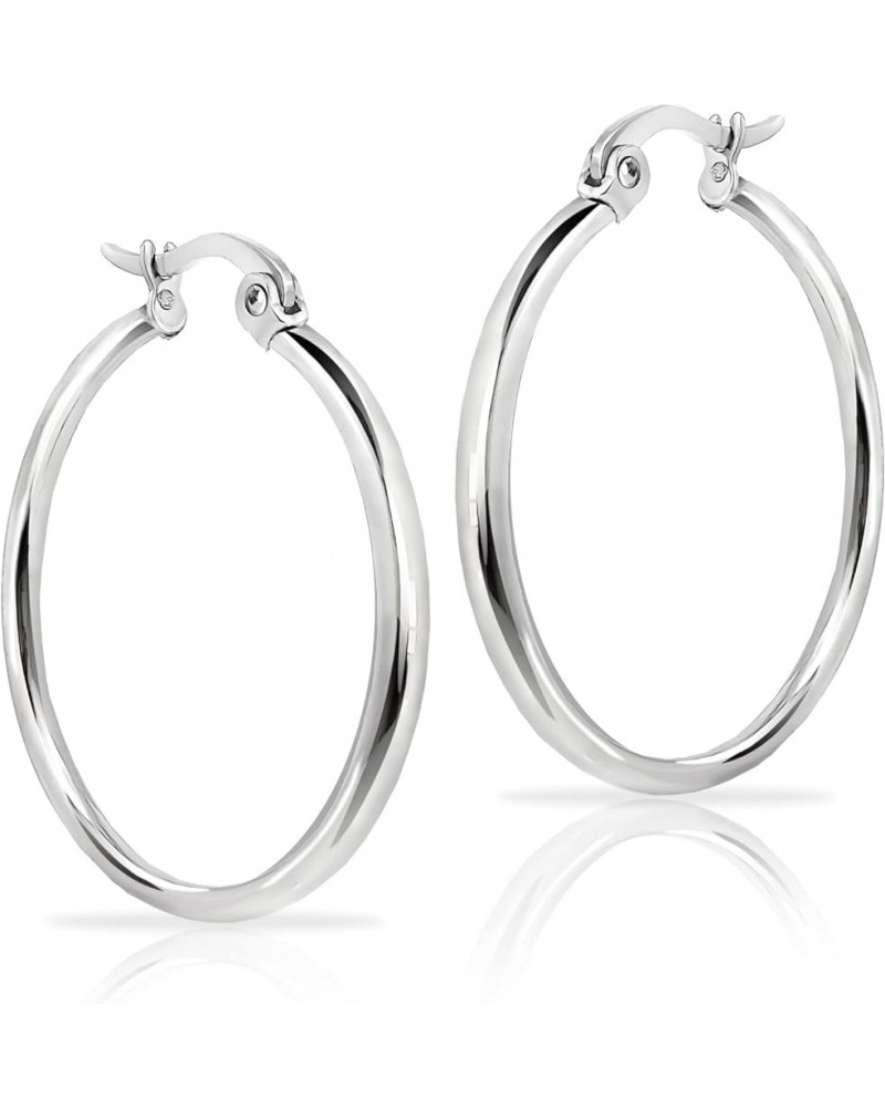 925 Sterling Silver 1.5mm High Polished Round Small Click-Top Hoop Earrings, 15mm-50mm for Women Men Teen Girls | Silver, Yel...