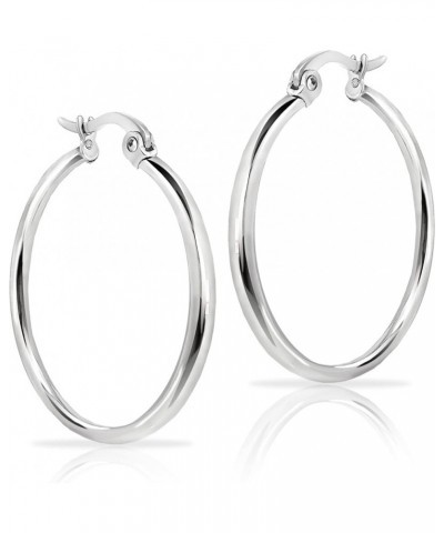 925 Sterling Silver 1.5mm High Polished Round Small Click-Top Hoop Earrings, 15mm-50mm for Women Men Teen Girls | Silver, Yel...