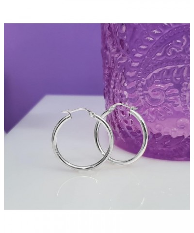 925 Sterling Silver 1.5mm High Polished Round Small Click-Top Hoop Earrings, 15mm-50mm for Women Men Teen Girls | Silver, Yel...