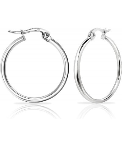 925 Sterling Silver 1.5mm High Polished Round Small Click-Top Hoop Earrings, 15mm-50mm for Women Men Teen Girls | Silver, Yel...