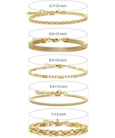 Gold Bracelet Sets for Women 18K Gold Plated Layered Stack Adjustable Chain Bracelet for Women Trendy A-5PCS-GOLD $8.39 Brace...