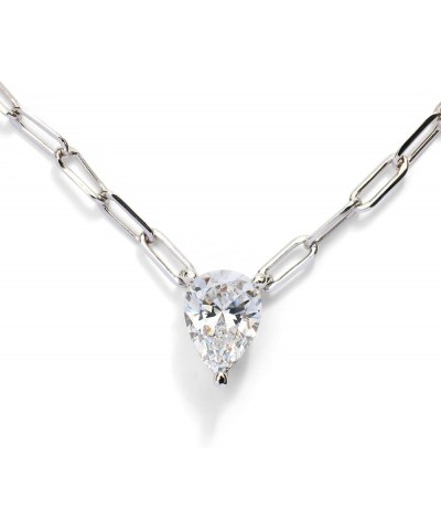 Womens Bridal Special Occasion Delicate Cubic Zirconia Adjustable Necklace One Size Pear Crystal/Rhodium $28.05 Necklaces