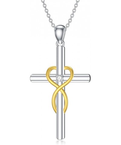 Diamond Cross Necklace for Women in 925 Sterling Silver Type 18 $47.25 Necklaces