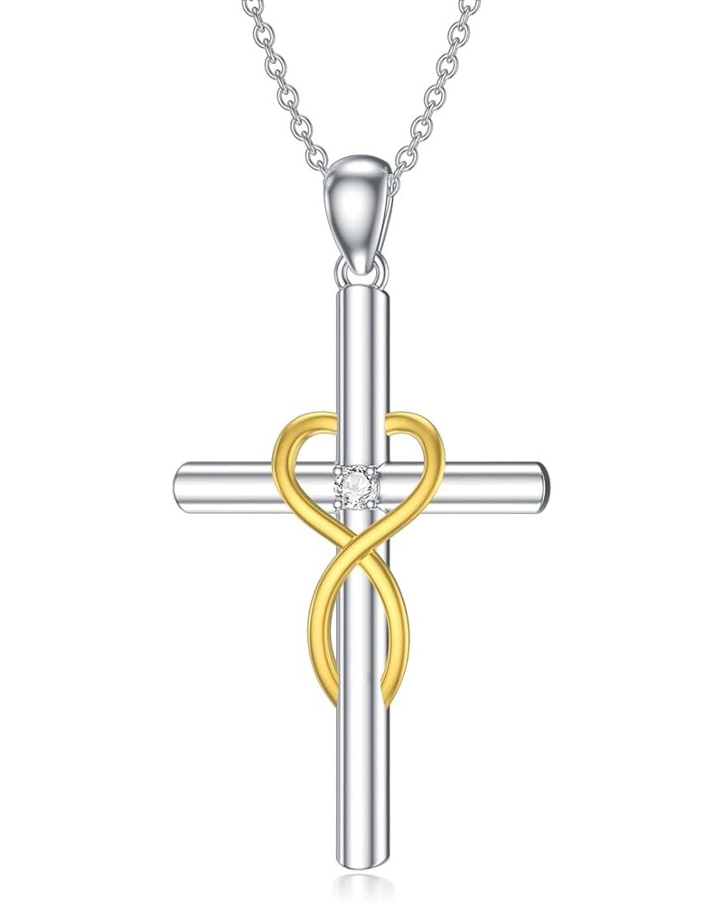 Diamond Cross Necklace for Women in 925 Sterling Silver Type 18 $47.25 Necklaces