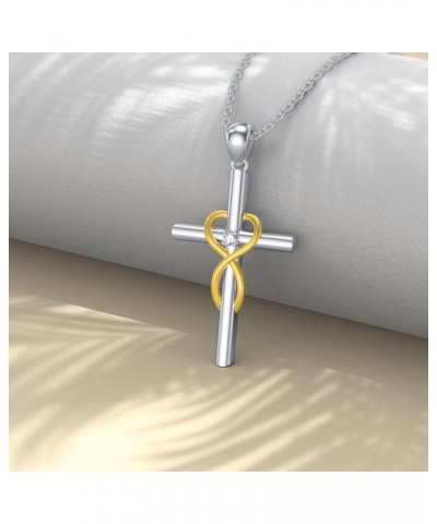 Diamond Cross Necklace for Women in 925 Sterling Silver Type 18 $47.25 Necklaces