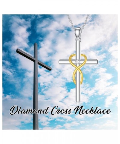 Diamond Cross Necklace for Women in 925 Sterling Silver Type 18 $47.25 Necklaces