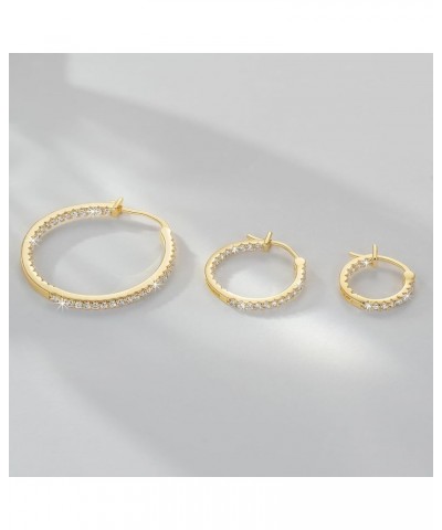 14K Gold Hoop Earrings for Women with Dual-sided Cubic Zirconia 14K Gold Earrings for Women Diamond Hoop Earrings for Women S...