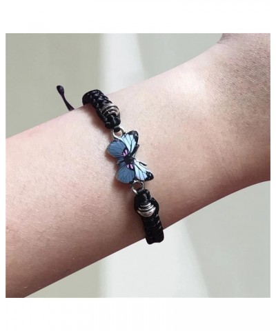 Butterfly Bracelets Classic Adjustable Woven Bracelets Womens Girls Charm Butterfly Hand Chain for Friendship Love B-Pure Bla...