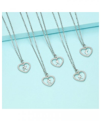 Initial Heart Necklace for Women CZ Heart Letter A-Z Name Alphabet Pendant Necklace Valentine's Day gift Sliver Plated N $9.3...