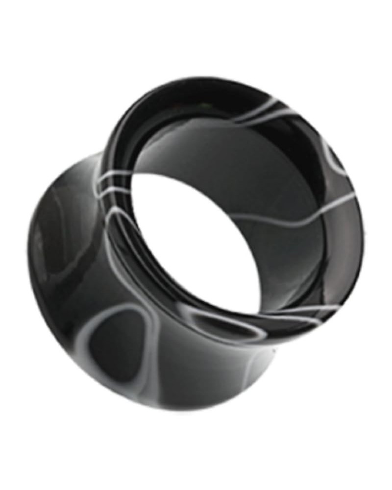 Marble Swirl Acrylic Double Flared Ear Gauge Tunnel Plug (Sold by Pair) 3/4", Black $10.63 Body Jewelry