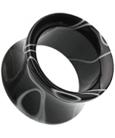 Marble Swirl Acrylic Double Flared Ear Gauge Tunnel Plug (Sold by Pair) 3/4", Black $10.63 Body Jewelry