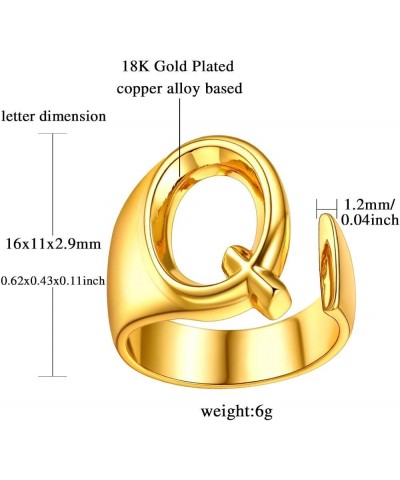 Customizable Initial Ring Statement 18K Gold Plated Fashion Cuff Rings for Women Alphabet Letter A to Z Resizable Knuckle Rin...