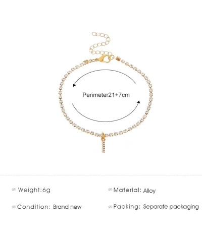 Gold Initial Tennis Letter Anklet Bracelets for Women Teen Girls,Dainty Cubic Zirconia A-Z Alphabet Anklet Footchain Personal...