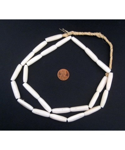 Washed Grey Bone Beads - Full Strand of Fair Trade African Beads - (Faceted, Washed Grey) Tube White $15.20 Necklaces