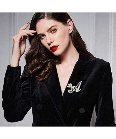 Initial Letter Brooch Pins Rhinestone Crystal Elf Angel Collar Pins Brooches For Girls Women Accessories Z $7.13 Brooches & Pins