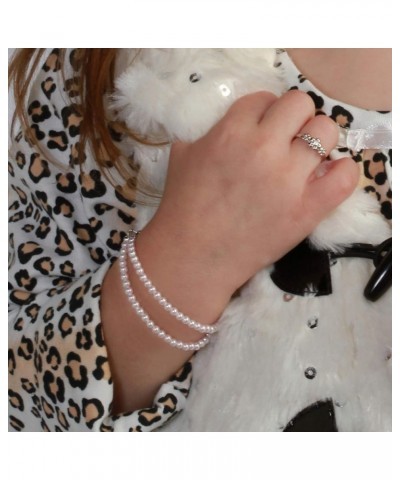 Children's Sterling Silver Double-Strand Simulated Pearl Bracelet MED (5-5.5 Inches) $11.39 Bracelets