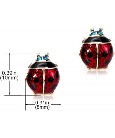 Women's Christmas Earrings,Hypoallergenic 18K Rose Gold Plated Red Ladybug Stud Earrings for Women Girl Jewelry Gift Size S(s...