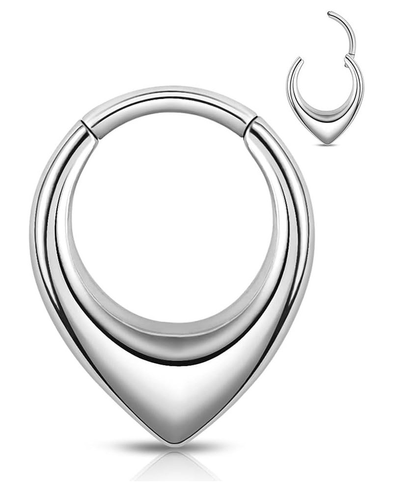 Septum Rings Hoop,16G 8mm 316L Stainless Steel Segment Nose Rings for Men, Cartilage Clicker Hoop Earrings for Rook, Daith, T...