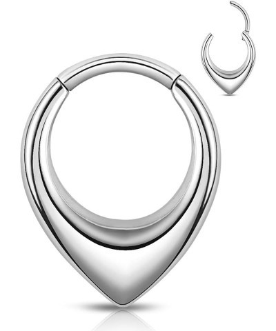 Septum Rings Hoop,16G 8mm 316L Stainless Steel Segment Nose Rings for Men, Cartilage Clicker Hoop Earrings for Rook, Daith, T...