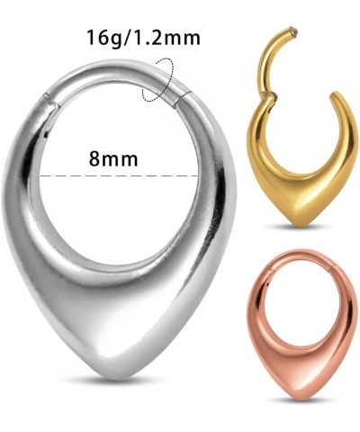 Septum Rings Hoop,16G 8mm 316L Stainless Steel Segment Nose Rings for Men, Cartilage Clicker Hoop Earrings for Rook, Daith, T...