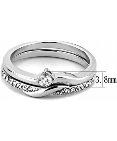 Womens 3x3mm Round CZ Center Simple Style Stainless Steel Wedding 2 Rings Set $11.50 Sets