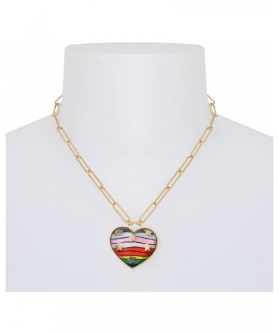 Rainbow Heart Pendant Necklace $17.91 Necklaces