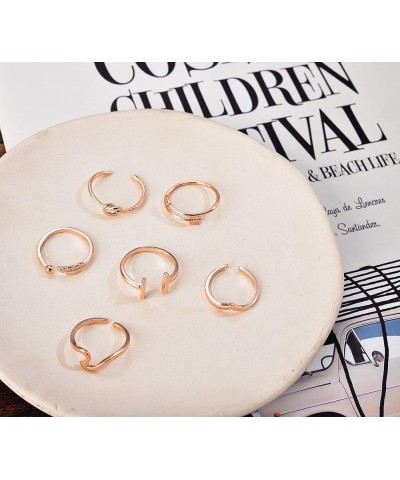 8pcs Adjustable Rings for Women Chevron Arrow Wave Ring Simple Open Rings Set Stackable Thumb Ring Jewelry Rose Gold $8.69 Rings