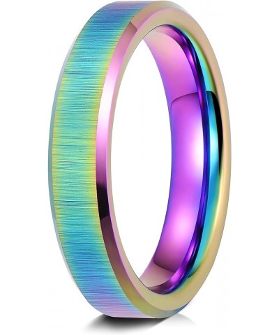 Rainbow Wedding Band for Women - Tungsten Womens Wedding Band | 4mm Rainbow Tungsten Rings For Women | Tungsten Wedding Bands...