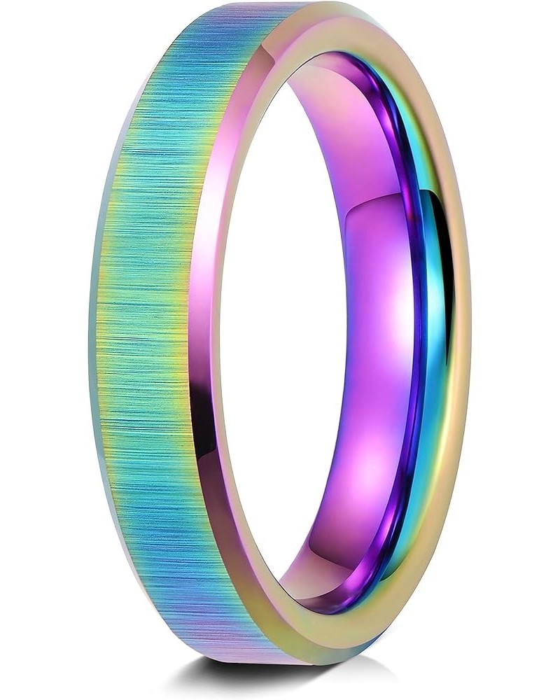 Rainbow Wedding Band for Women - Tungsten Womens Wedding Band | 4mm Rainbow Tungsten Rings For Women | Tungsten Wedding Bands...