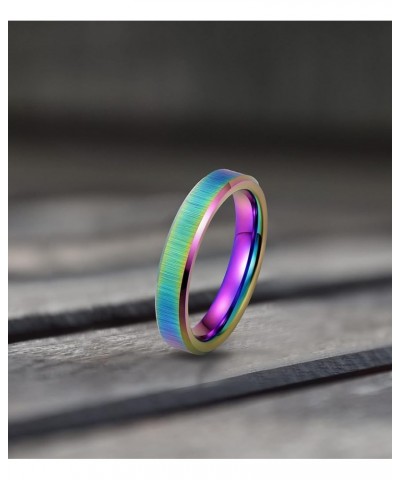 Rainbow Wedding Band for Women - Tungsten Womens Wedding Band | 4mm Rainbow Tungsten Rings For Women | Tungsten Wedding Bands...