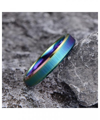 Rainbow Wedding Band for Women - Tungsten Womens Wedding Band | 4mm Rainbow Tungsten Rings For Women | Tungsten Wedding Bands...