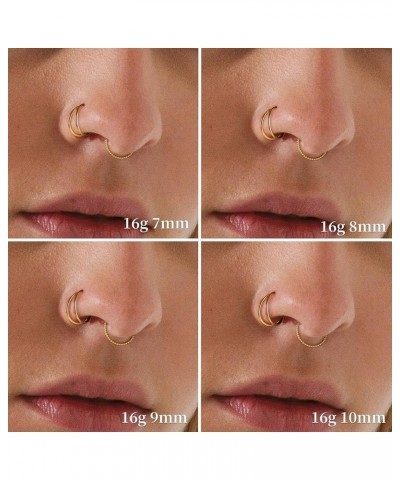 4pcs Nose Rings Hoops - 316L Surgical Steel Hypoallergenic Hoop Nose Rings for Women, 16G/18G/20G Hinged Clicker Septum Rings...