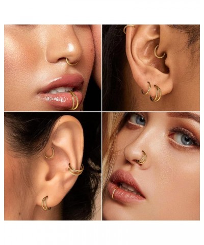 4pcs Nose Rings Hoops - 316L Surgical Steel Hypoallergenic Hoop Nose Rings for Women, 16G/18G/20G Hinged Clicker Septum Rings...