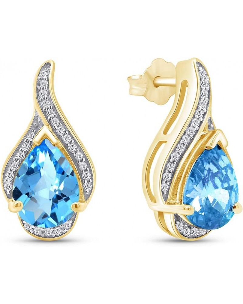 Pear Shape Simulated Birthstone Stud Earrings In 14k Yellow Gold Over 925 Sterling Silver Topaz $29.48 Earrings