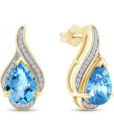 Pear Shape Simulated Birthstone Stud Earrings In 14k Yellow Gold Over 925 Sterling Silver Topaz $29.48 Earrings