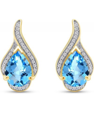 Pear Shape Simulated Birthstone Stud Earrings In 14k Yellow Gold Over 925 Sterling Silver Topaz $29.48 Earrings